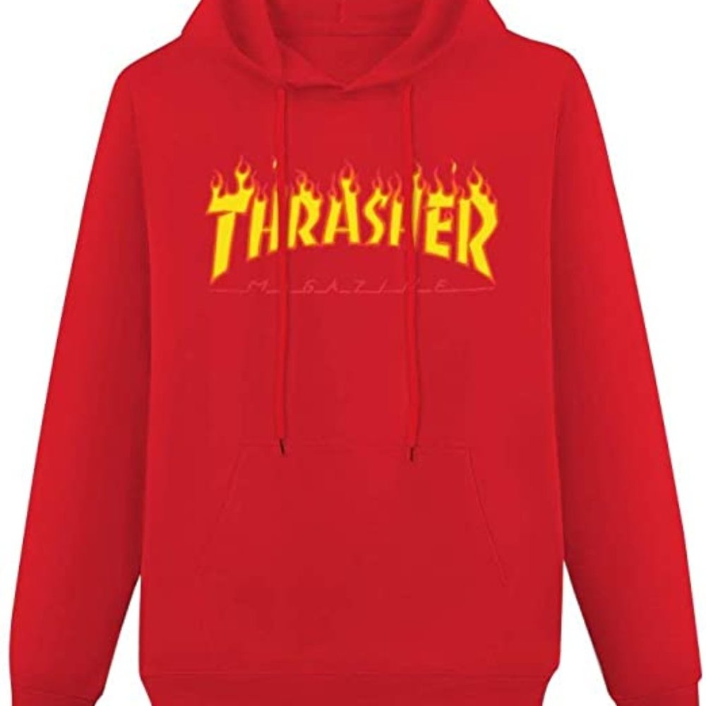 Thrasher Hoodie Men Flame Skateboard Sweatshirt